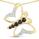 0.56 Carat Genuine Blue Sapphire and White Zircon .925 Sterling Silver Necklace-1
