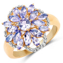 14K Yellow Gold Plated 2.01 Carat Genuine Tanzanite & White Topaz .925 Sterling Silver Ring-1