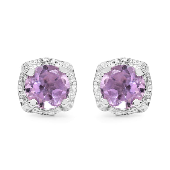 1.46 Carat Genuine Amethyst .925 Sterling Silver Earrings