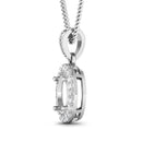 0.18 Carat Genuine White Diamond 14K White Gold Semi Mount Pendant - holds 8x6mm Oval Gemstone-2