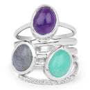 4.00 Carat Genuine Multi Stone .925 Sterling Silver Ring-3