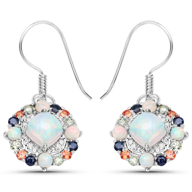 4.73 Carat Genuine Multi Stone .925 Sterling Silver Earrings