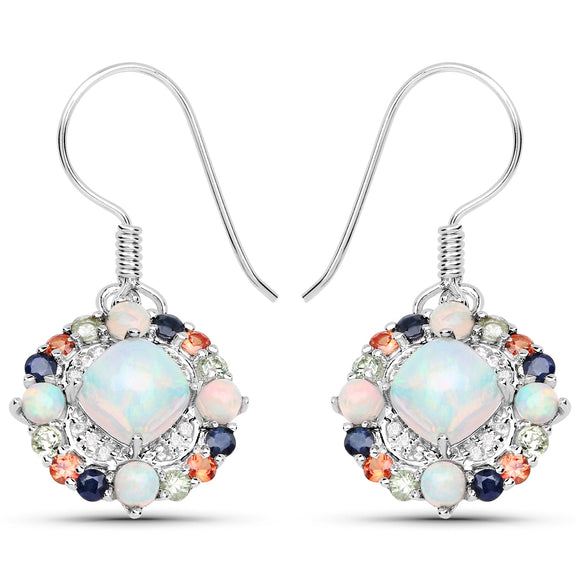 4.73 Carat Genuine Multi Stone .925 Sterling Silver Earrings