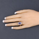3.33 Carat Genuine Tanzanite and White Diamond 14K Yellow Gold Ring-3