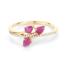 0.68 Carat Genuine Ruby and White Diamond 14K Yellow Gold Ring-3