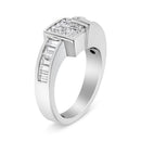 14K White Gold 1 1/2 Cttw Invisible-Set Princess and Channel-Set Baguette Diamond Geometric Bypass Ring Band (G-H Color, SI2-I1 Clarity) - Ring Size 7-3