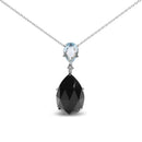 18K White Gold Diamond Accent and Pear Cut Sky Blue Topaz and Pear Cut Black Onyx Dangle Drop 18" Pendant Necklace (G-H Color, SI1-SI2 Clarity)-1