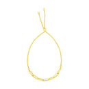 14K Yellow Gold Adjustable Bracelet with Paperclip Chain-4