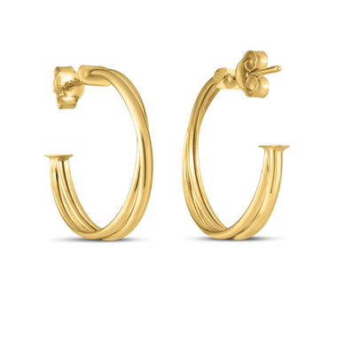 14k Yellow Gold Large Crossover Hoops - 0