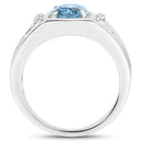 2.18 Carat Genuine London Blue Topaz and White Topaz .925 Sterling Silver Ring-2