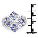 1.65 Carat Genuine Tanzanite and White Topaz .925 Sterling Silver Ring-3