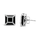 14K White Gold 3/8ct Diamond with 11x11MM Black Onyx Stud Earrings (G-H Color, SI1-SI2 Clarity)-3