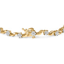 10k Yellow Gold 1.00 Cttw Round-Cut Diamond Floral S-Link 7.50" Bracelet (I-J Color, I2-I3 Clarity)-2