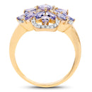 14K Yellow Gold Plated 2.01 Carat Genuine Tanzanite & White Topaz .925 Sterling Silver Ring-2