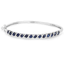 3.08 Carat Genuine Blue Sapphire .925 Sterling Silver Bangle-3