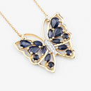 2.94 Carat Genuine Blue Sapphire and White Zircon .925 Sterling Silver Necklace-4