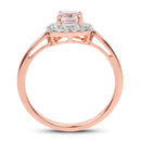 14K Rose Gold Plated 1.05 Carat Genuine Morganite and White Topaz .925 Sterling Silver Ring-2
