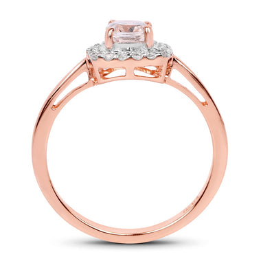 14K Rose Gold Plated 1.05 Carat Genuine Morganite and White Topaz .925 Sterling Silver Ring - 0