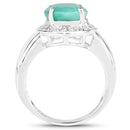 4.72 Carat Genuine Emerald and White Diamond .925 Sterling Silver Ring-2