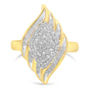 10K Yellow Gold Plated .925 Sterling Silver Diamond Cocktail Ring (3/4 Cttw, I-J Color, I2-I3 Clarity) - Size 6-1