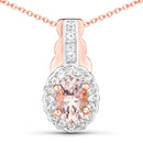 1.98 Carat Genuine Morganite and White Topaz .925 Sterling Silver 3 Piece Jewelry Set (Ring, Earrings, and Pendant w/ Chain)-4