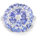 2.96 Carat Genuine Tanzanite and White Diamond .925 Sterling Silver Ring-3