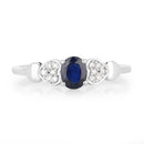 0.44 Carat Genuine Blue Sapphire and White Diamond 14K White Gold Ring-3