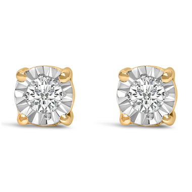 .925 Sterling Silver 1/10 Cttw Round Brilliant-Cut Lab Grown Diamond Miracle-Set Stud Earrings (F-G Color, VS1-VS2 Clarity) - 0