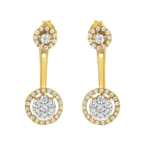 14K Yellow Gold Plated .925 Sterling Silver 5/8 Cttw Diamond Removable Stud and Dangle Earrings (I-J Color, I2-I3)