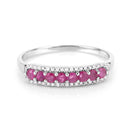 0.47 Carat Genuine Ruby and White Diamond 14K White Gold Ring-3