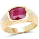 14K Yellow Gold Plated 3.50 Carat Genuine Glass Filled Ruby .925 Sterling Silver Ring-1