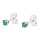 .925 Sterling Silver 1/4 Cttw Round Brilliant-Cut Green Diamond Classic 4-Prong Stud Earrings (Fancy Color-Enhanced, I2-I3 Clarity)-3