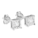 .925 Sterling Silver 1/2 Cttw Miracle Set Princess-cut Diamond Solitaire Stud Earrings (I-J Color, SI1-SI2 Clarity)-4