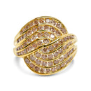 10K Yellow Gold 2.0 Cttw Channel Set Diamond Cocktail Swirl Band Ring (K-L Color, I1-I2 Clarity) - Ring Size 7-1