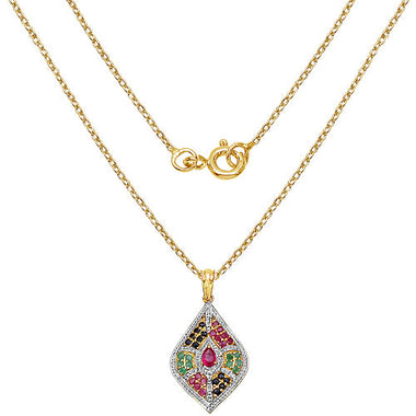 1.77 Carat Genuine Multi Stones .925 Sterling Silver Pendant - 0