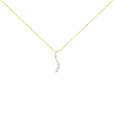 14k Yellow Gold 3.0 cttw Baguette and Brilliant Round-Cut Diamond Journey 18" Pendant Necklace (I-J Color, I2-I3 Clarity) - 0