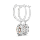 14k White And Rose Gold Drop Diamond Earrings with a Halo Design (3/4 cttw)-2