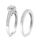 .925 Sterling Silver 1/2 Ctw Diamond Halo and Milgrain Engagement Ring Bridal Set (I-J Color, I3 Clarity) - Ring Size 7-3