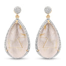 14K Yellow Gold Plated 35.15 Carat Genuine Golden Rutile and White Topaz .925 Sterling Silver Earrings-1