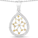 0.45 Carat Genuine White Diamond and Yellow Diamond .925 Sterling Silver Pendant-1