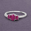 1.02 Carat Genuine Ruby and White Diamond 14K White Gold Ring-4