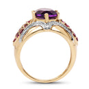 14K Yellow Gold Plated 3.01 Carat Genuine Amethyst & Rhodolite .925 Sterling Silver Ring-2