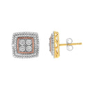 10K Yellow, White, and Rose Gold Plated Sterling Silver Diamond Accent Earrings (I-J Clarity, I3 Color)-2