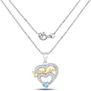 0.44 Carat Genuine Swiss Blue Topaz and White Topaz .925 Sterling Silver Pendant-2