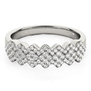 Diamond Studded Wide Multi-Diagonal Pattern Ring in 14k White Gold (5/8 cttw)-2