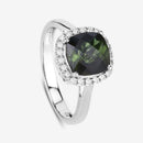2.64 Carat Genuine Green Tourmaline and White Diamond 14K White Gold Ring-2