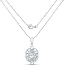1.89 Carat Genuine Aquamarine and White Topaz .925 Sterling Silver Pendant-2