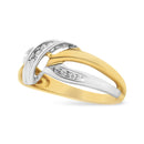 10K Yellow and White Gold 1/20 Cttw Round-Cut Diamond Bypass Ring (I2 Color, I-J Clarity)-3