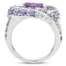 2.76 Carat Genuine Amethyst and Tanzanite .925 Sterling Silver Ring-2