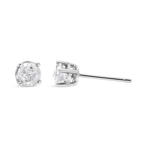 14K White Gold 3/4 Cttw Lab Grown Diamond 4-Prong Classic Stud Earrings (F-G Color, VS2-SI1 Clarity)